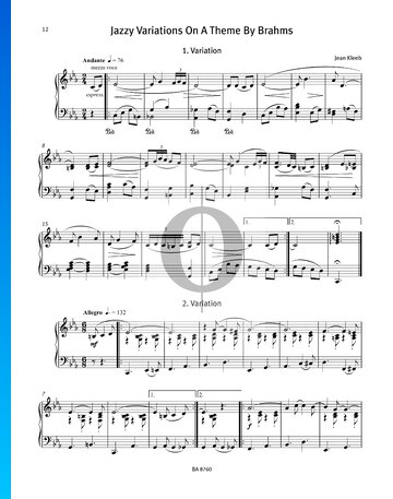 Jazz Variations On A Theme By Brahms Sheet Music
