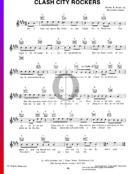 Clash City Rockers Sheet Music
