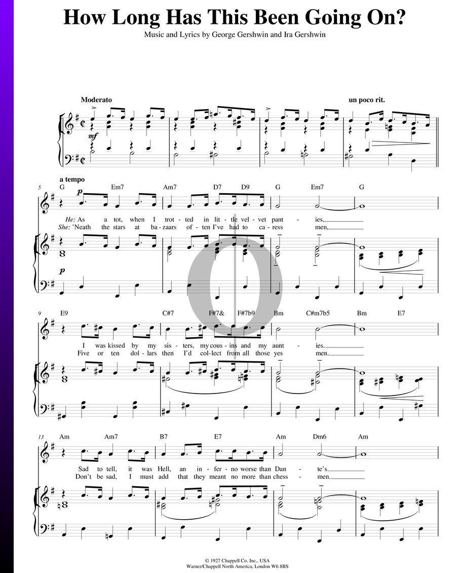 How Long Has This Been Going On? (George Gershwin) Piano Sheet Music ...