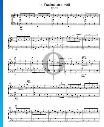Partition Prélude en Ré mineur, BWV 926