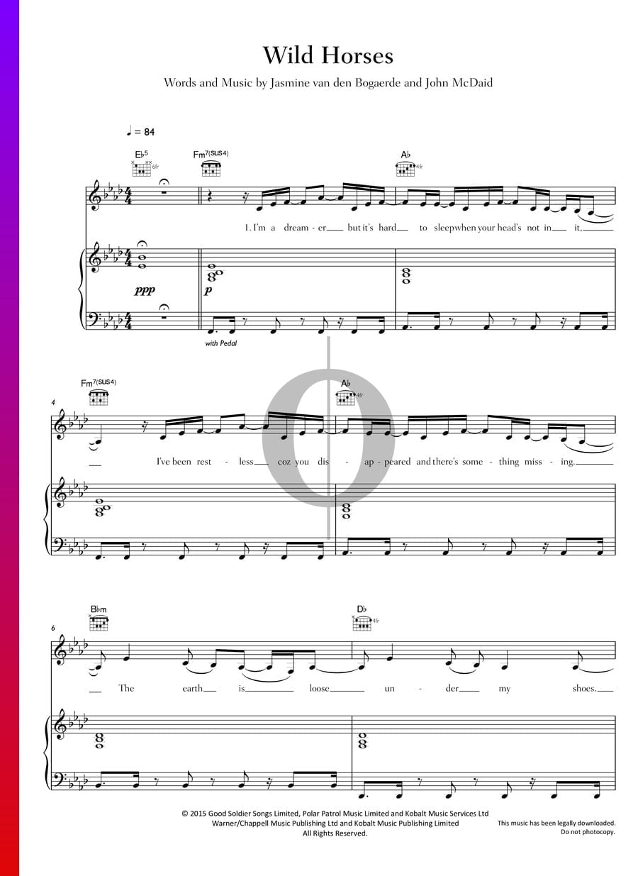 Wild Horses (Birdy) Piano Sheet Music - OKTAV