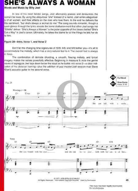 She's Always A Woman Sheet Music