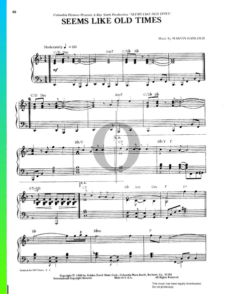 Seems Like Old Times Sheet Music