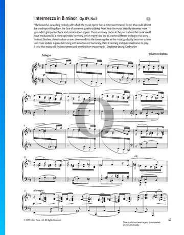 Intermezzo in B Minor, Op. 119 No. 1 Sheet Music