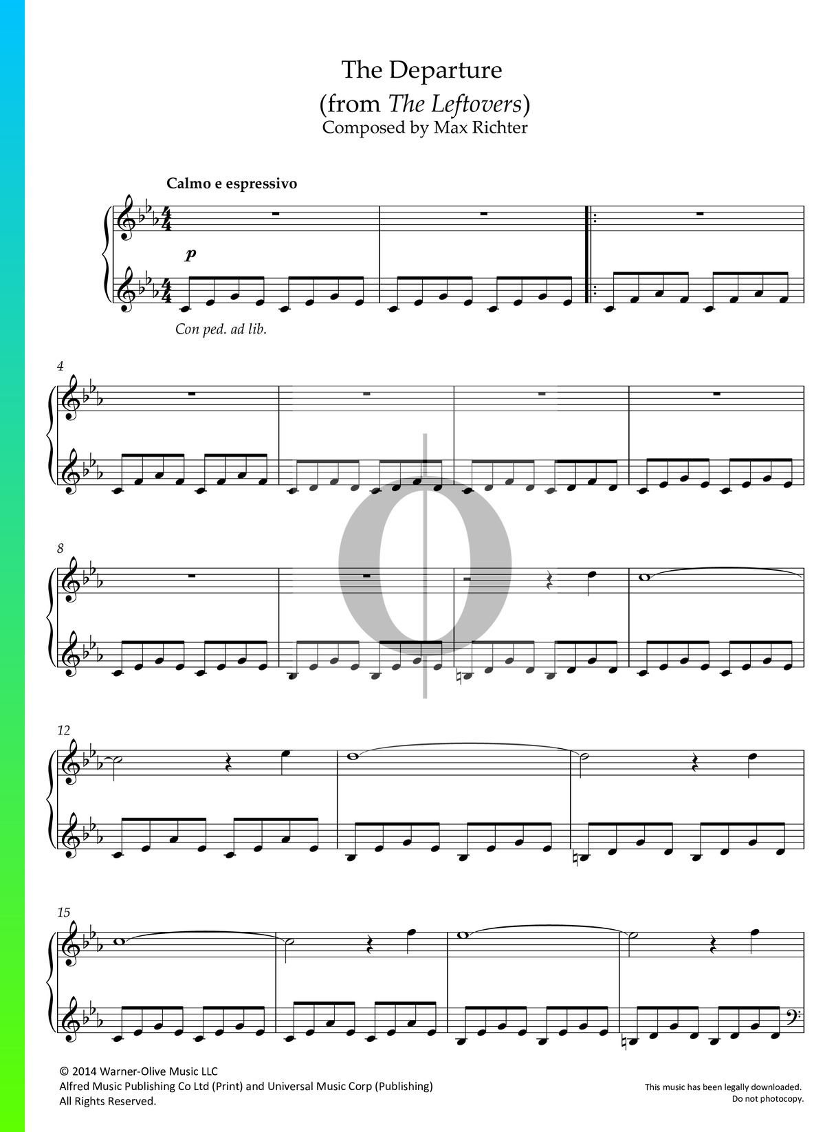The Departure (Lullaby) Sheet Music (Piano)
