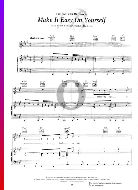 Make It Easy On Yourself Sheet Music