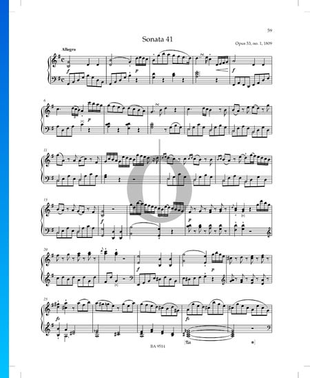 Sonate G-Dur Nr.1, Op. 53 P. XII: 41: 1. Allegro Musik-Noten