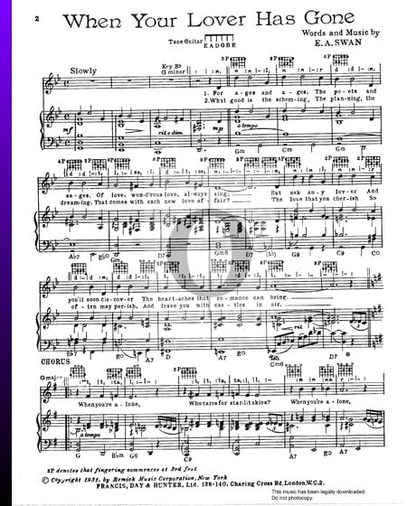 When Your Lover Has Gone Musik-Noten