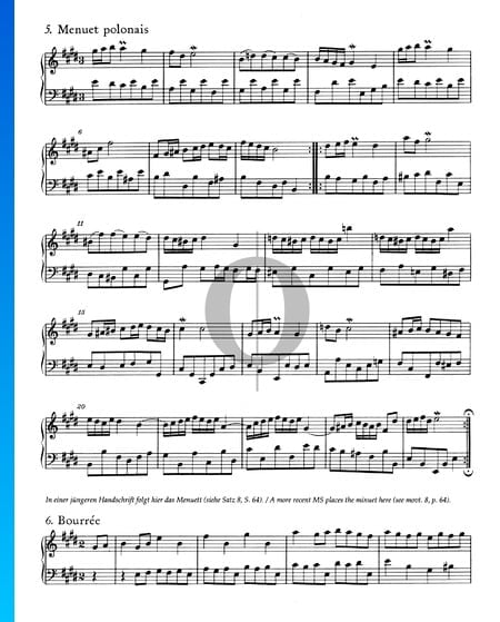 Französische Suite Nr. 6 E-Dur, BWV 817: 6. Polonaise (Menuet polonais) Musik-Noten