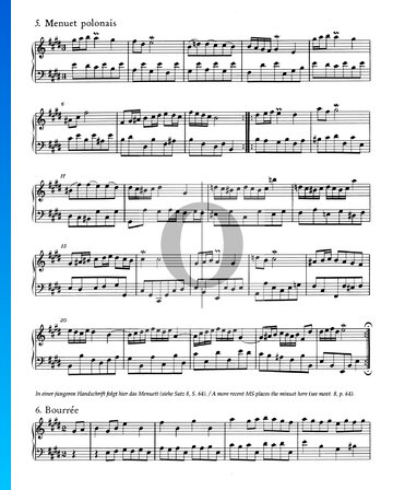 Partition Suite Française No. 6 Mi Majeur, BWV 817: 6. Polonaise (Menuet polonais)