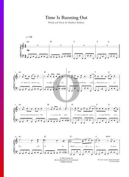 Time Is Running Out Sheet Music
