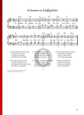 Es kommt ein Schiff geladen Sheet Music