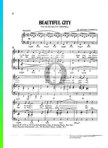 Beautiful City Sheet Music