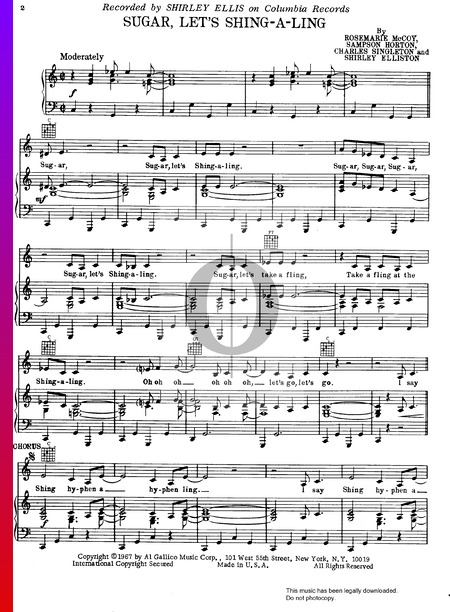 Sugar, Let's Shing-A-Ling Musik-Noten