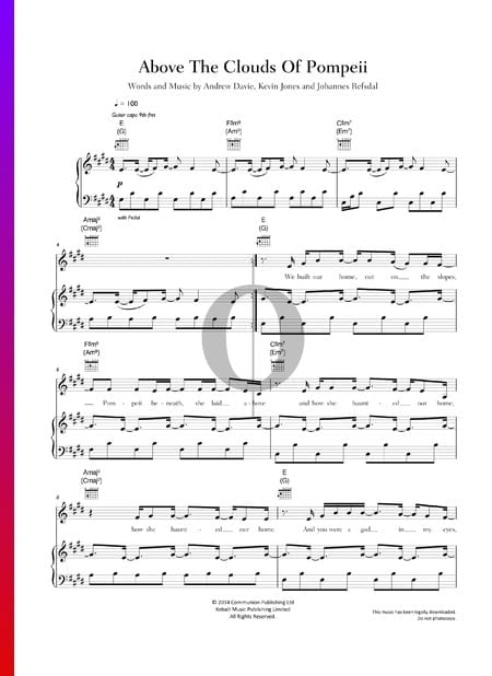 Above The Clouds Of Pompeii Sheet Music