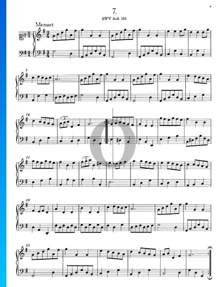 Menuet G-Dur, BWV Anh. 116 Musik-Noten