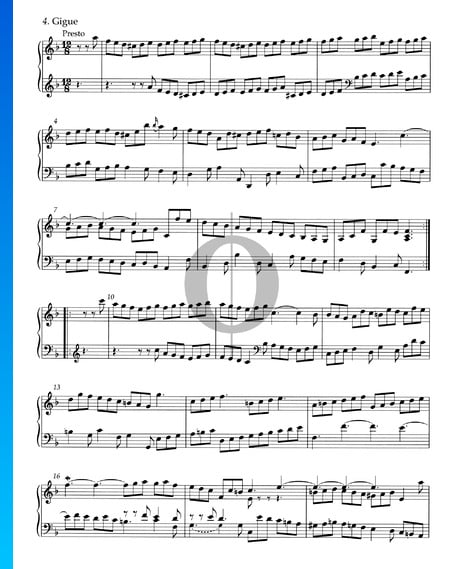 Suite d-Moll, HWV 436: 4. Gigue Musik-Noten