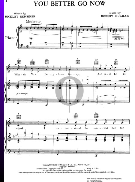 You Better Go Now Sheet Music