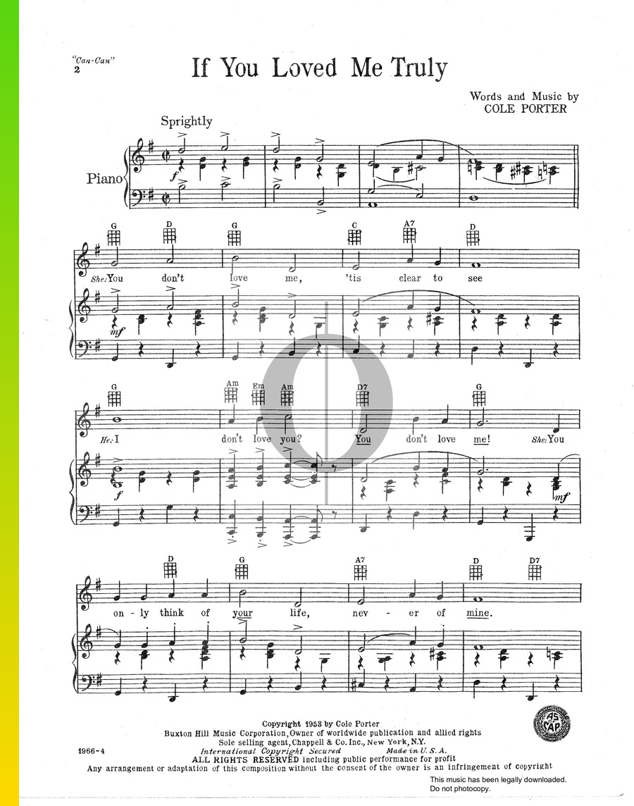 If You Loved Me Truly (Cole Porter) Piano Sheet Music - OKTAV