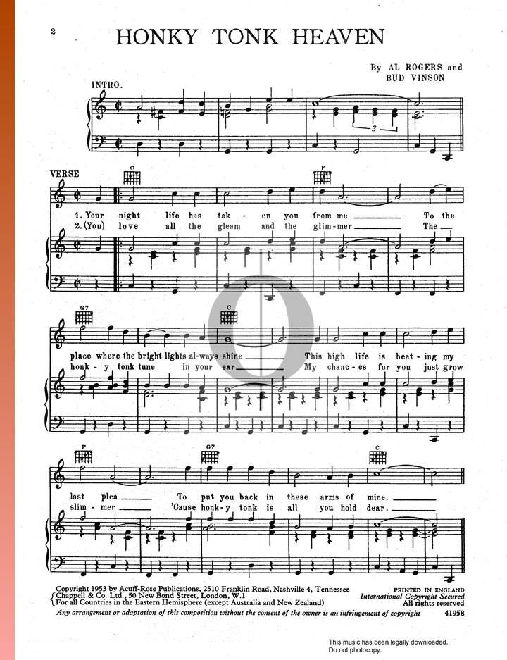 Honky Tonk Heaven (Al Rogers) Piano Sheet Music - OKTAV