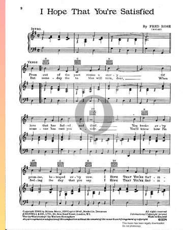 I Hope That You're Satisfied Sheet Music