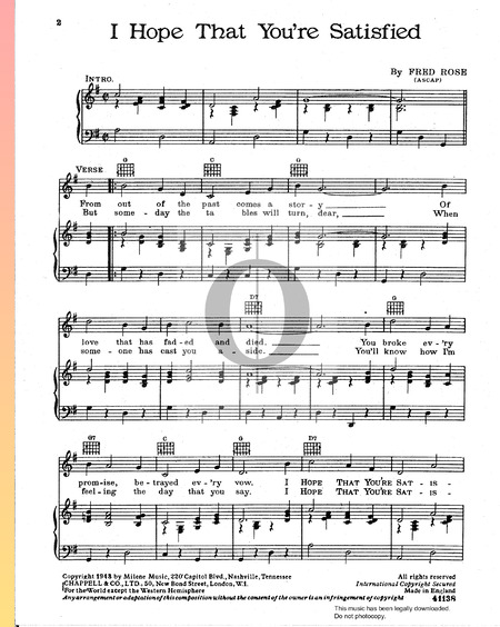 I Hope That You're Satisfied Sheet Music