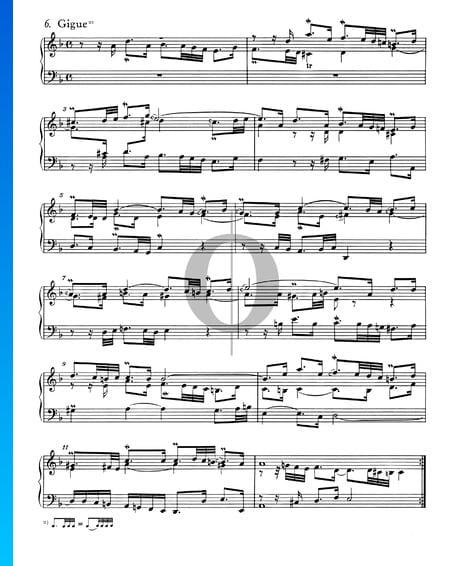 Französische Suite Nr. 1 d-Moll, BWV 812: 6. Gigue Musik-Noten