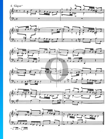 Partition Suite Française No. 1 Ré mineur, BWV 812: 6. Gigue