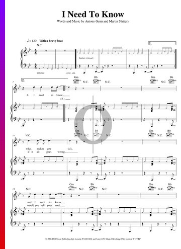 I Need To Know Sheet Music
