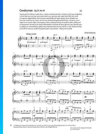 Kavallerie, Op. 27 Nr. 29 Musik-Noten