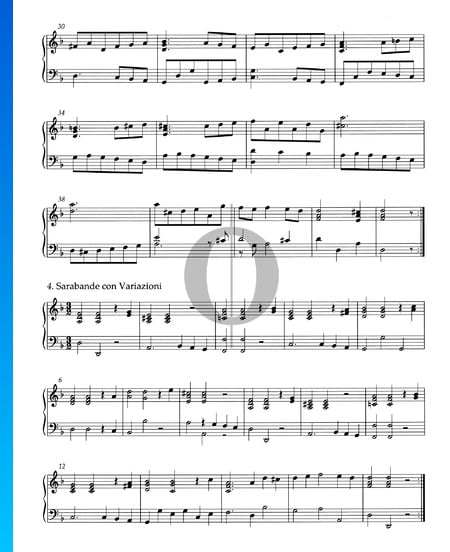 Suite en Ré mineur, HWV 437: 4. Sarabande con Variazioni Partition
