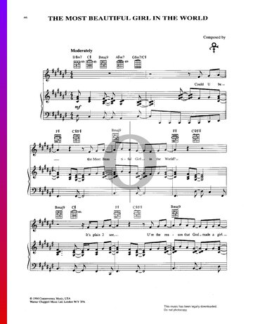 The Most Beautiful Girl In The World Sheet Music
