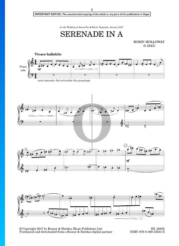 Serenade In A Sheet Music