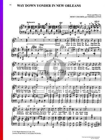 Way Down Yonder In New Orleans Sheet Music
