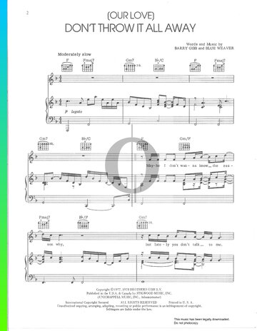 (Our Love) Don't Throw It All Away Sheet Music