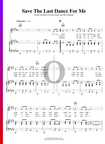 Save The Last Dance For Me Sheet Music