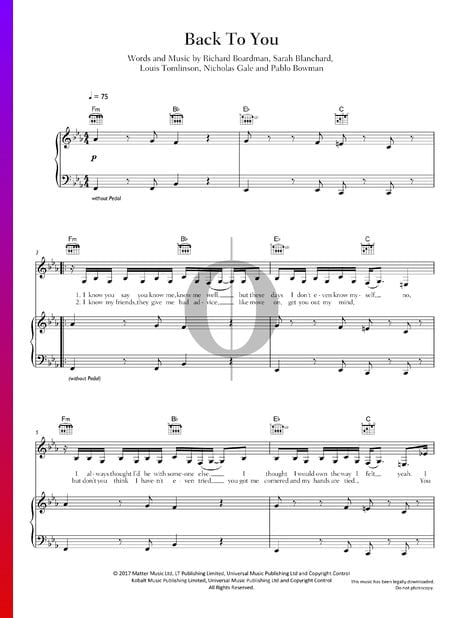 Back To You Musik-Noten