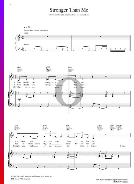 Stronger Than Me Sheet Music