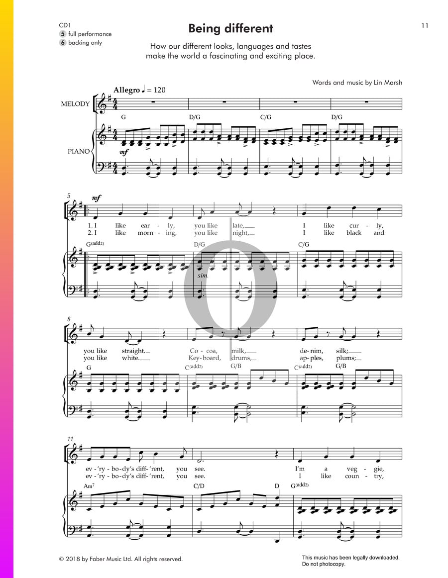Being Different (Lin Marsh) Piano Sheet Music - OKTAV