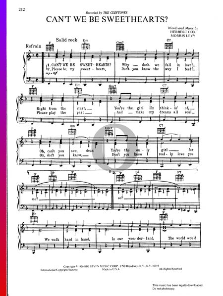 Can't We Be Sweethearts? Sheet Music