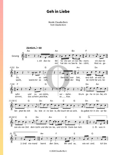 Geh in Liebe Sheet Music