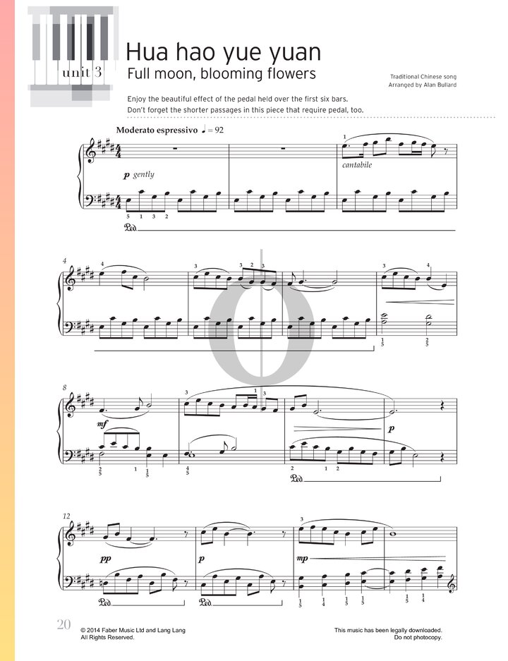 Hua Hao Yue Yuan (Full Moon, Blooming Flowers) (Anonymous) Piano Sheet ...