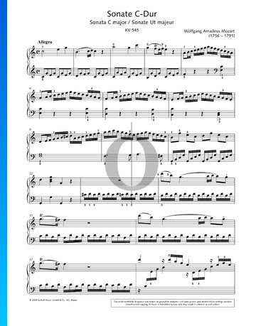 Partition Sonate pour piano No. 16 en Do Majeur, KV 545
