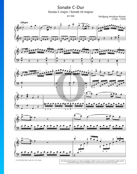 Sonate pour piano No. 16 en Do Majeur, KV 545