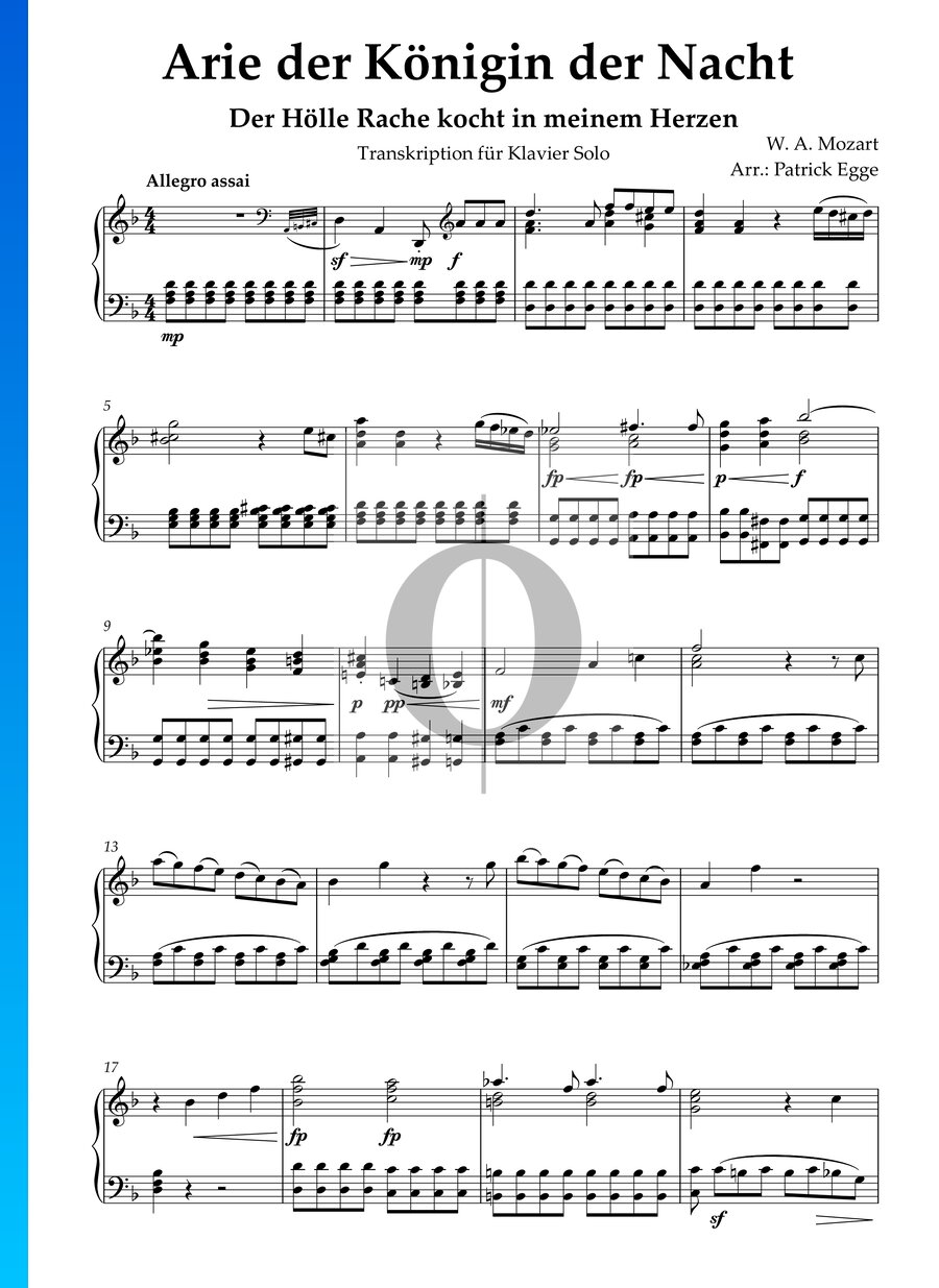 La Flûte enchantée, K. 620 Air de la Reine de la Nuit » Wolfgang Amadeus Mozart Partitions