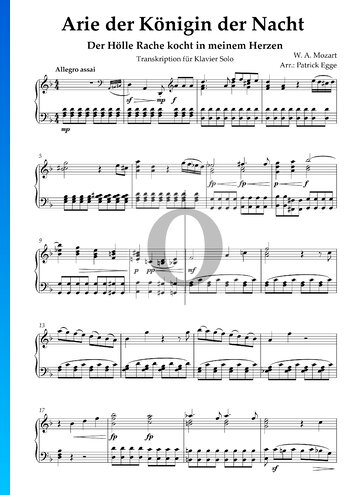 The Magic Flute, K. 620: Queen of the Night Aria (Der Hölle Rache) Sheet Music
