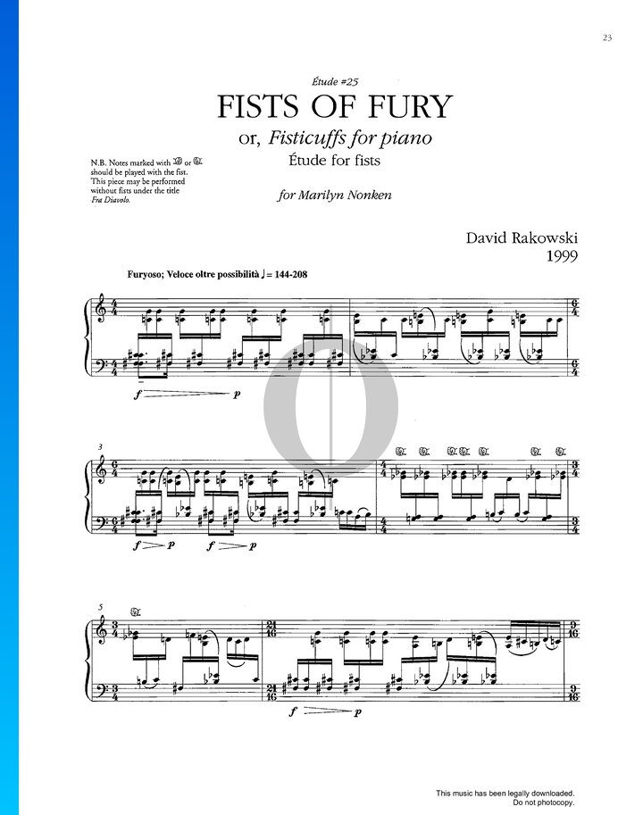 Études Book III: Fists Of Fury (David Rakowski) Piano Sheet Music - OKTAV