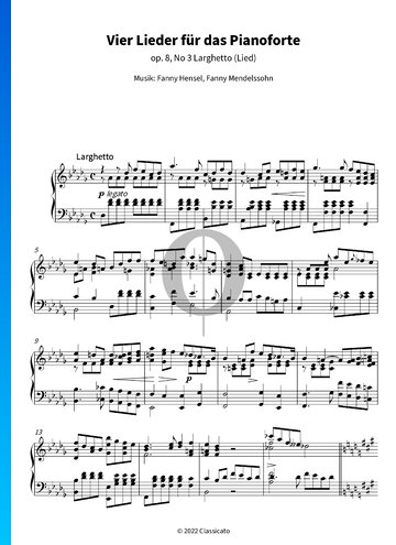 Vier Lieder für das Pianoforte, Op. 8 No. 3 Larghetto (Lied) Spartito