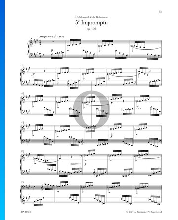 Impromptu, No. 5 Op. 102 Spartito