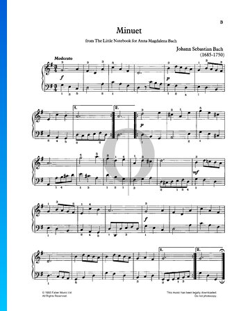 The Little Notebook for Anna Magdalena Bach: Minuet in G Major Partitura